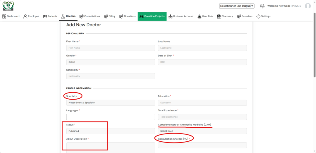 Add new doctor view