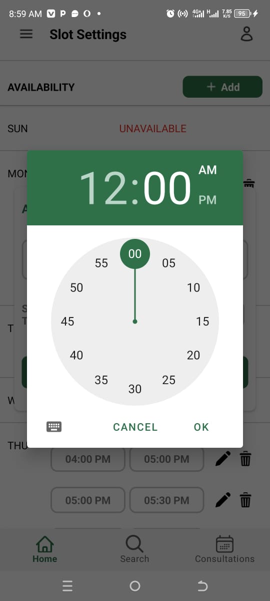Add your availability time slots